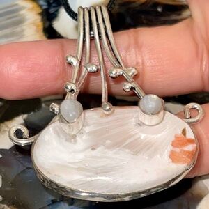 Prismatic Scolecite & Rainbow Moonstone Pendant 2 1/4”